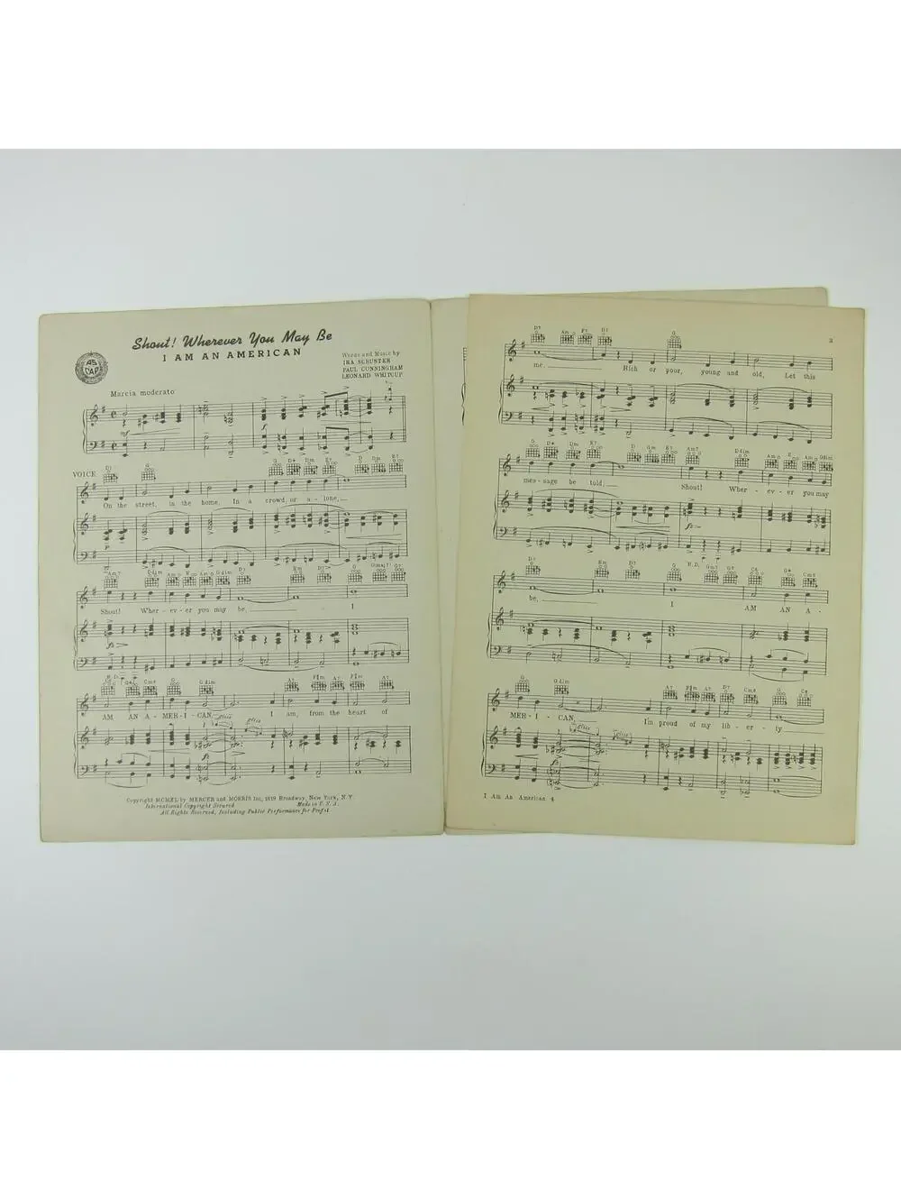 Sheet Music Shout! Wherever You May Be I Am An American Patriotic Vintage 1940